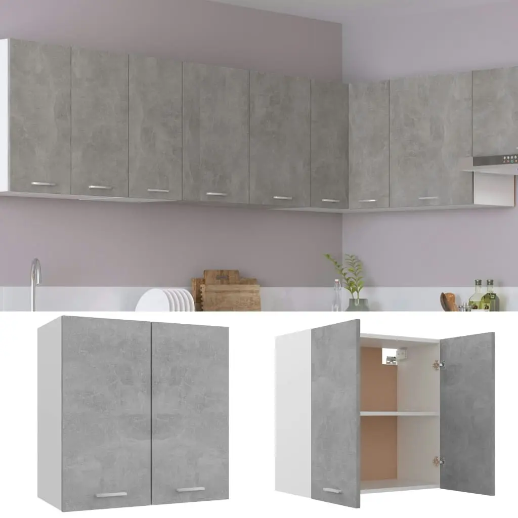 Hanging Cabinet Concrete Grey 60x31x60 cm Engineered Wood 801272