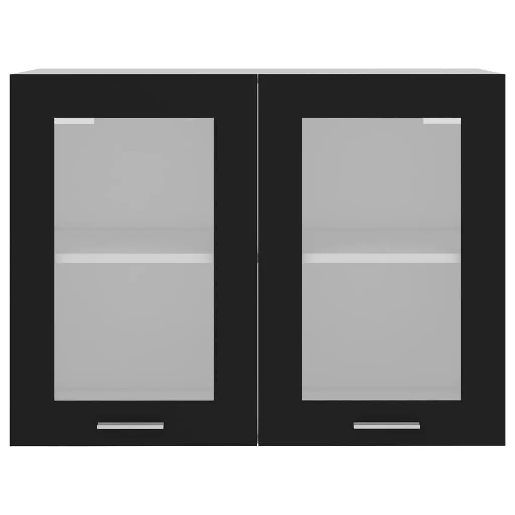 Hanging Glass Cabinet Black 80x31x60 cm Engineered Wood 802530