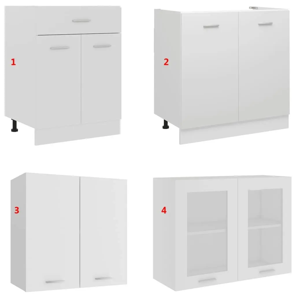 4 Piece Kitchen Cabinet Set White Engineered Wood 3067655