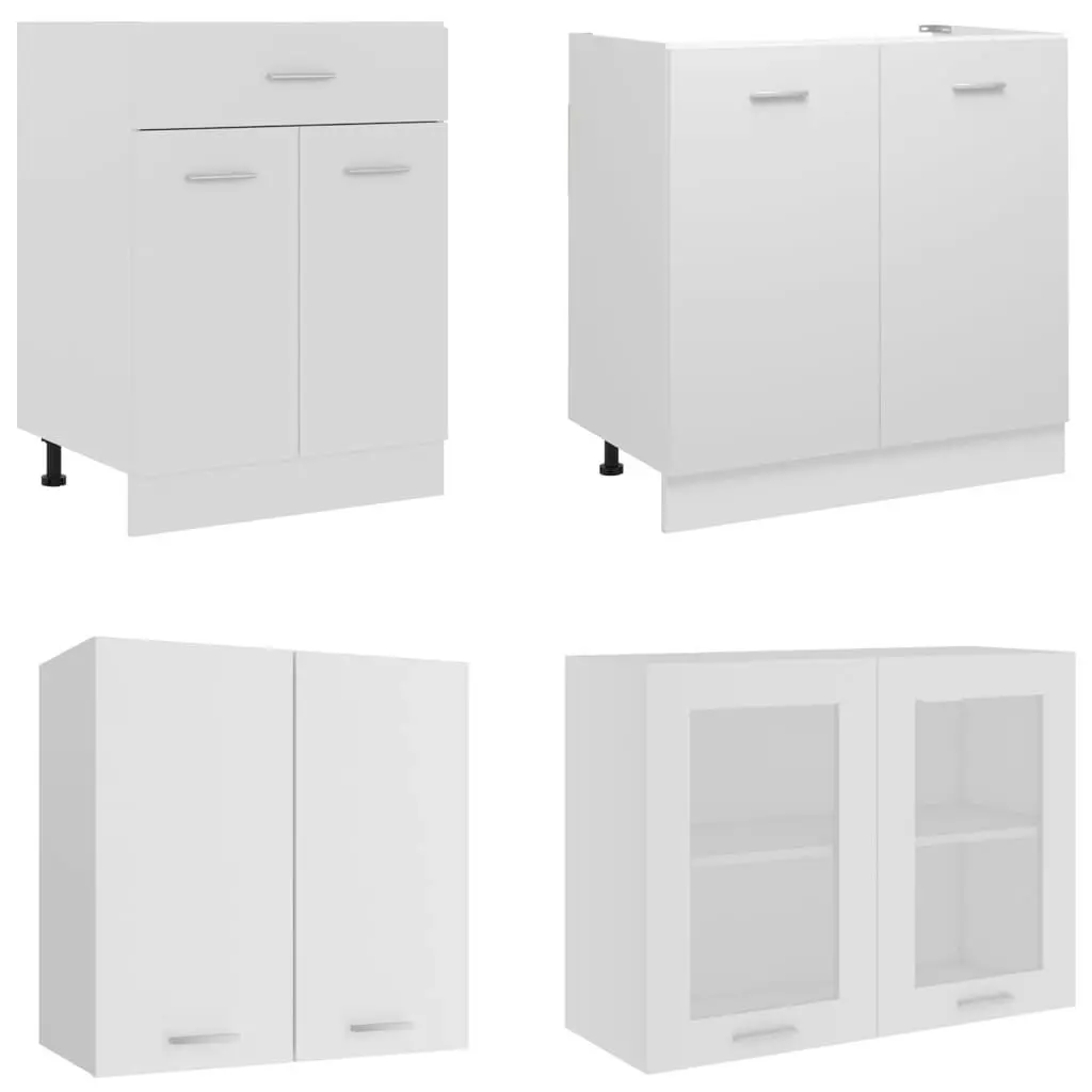 4 Piece Kitchen Cabinet Set White Engineered Wood 3067655