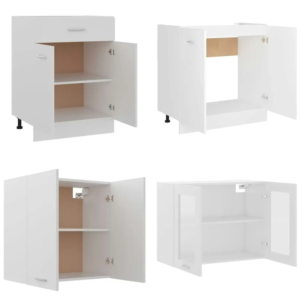 4 Piece Kitchen Cabinet Set White Engineered Wood 3067655