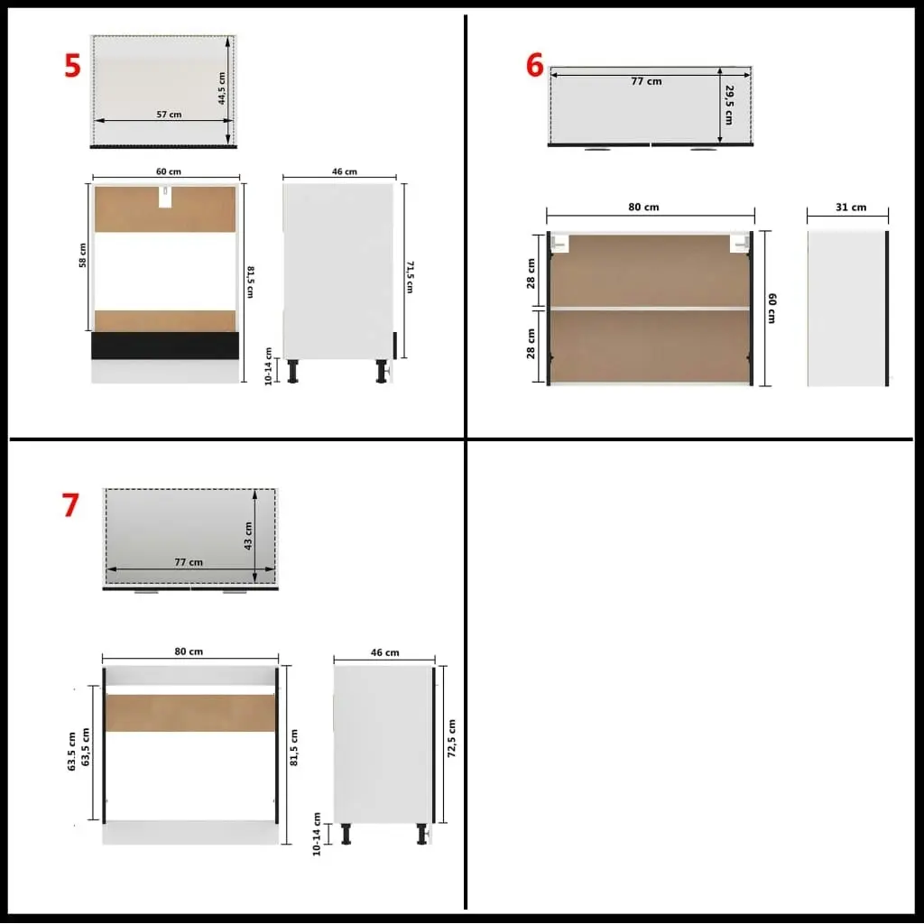 7 Piece Kitchen Cabinet Set Black Engineered Wood 3067632