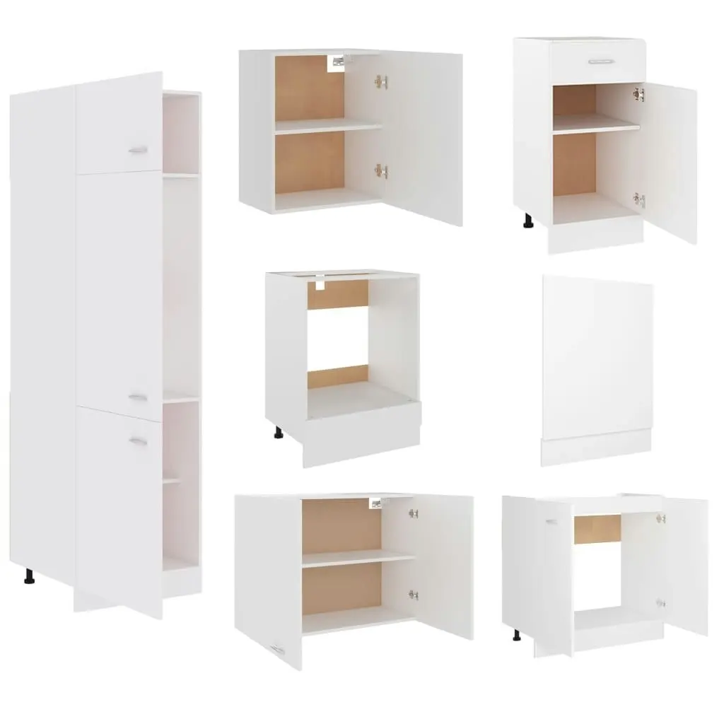 7 Piece Kitchen Cabinet Set White Engineered Wood 3067631