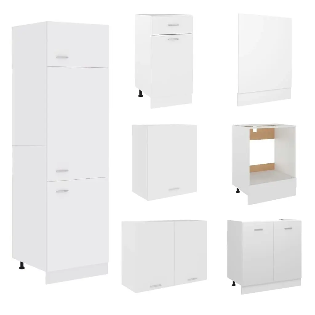 7 Piece Kitchen Cabinet Set White Engineered Wood 3067631