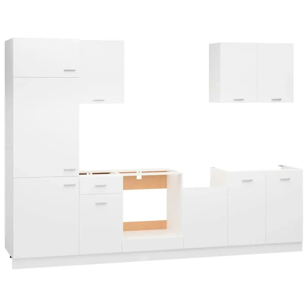 7 Piece Kitchen Cabinet Set White Engineered Wood 3067631