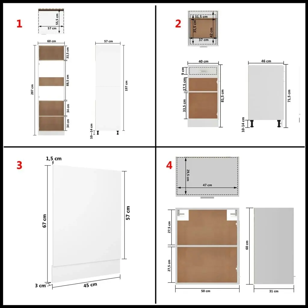 7 Piece Kitchen Cabinet Set White Engineered Wood 3067631