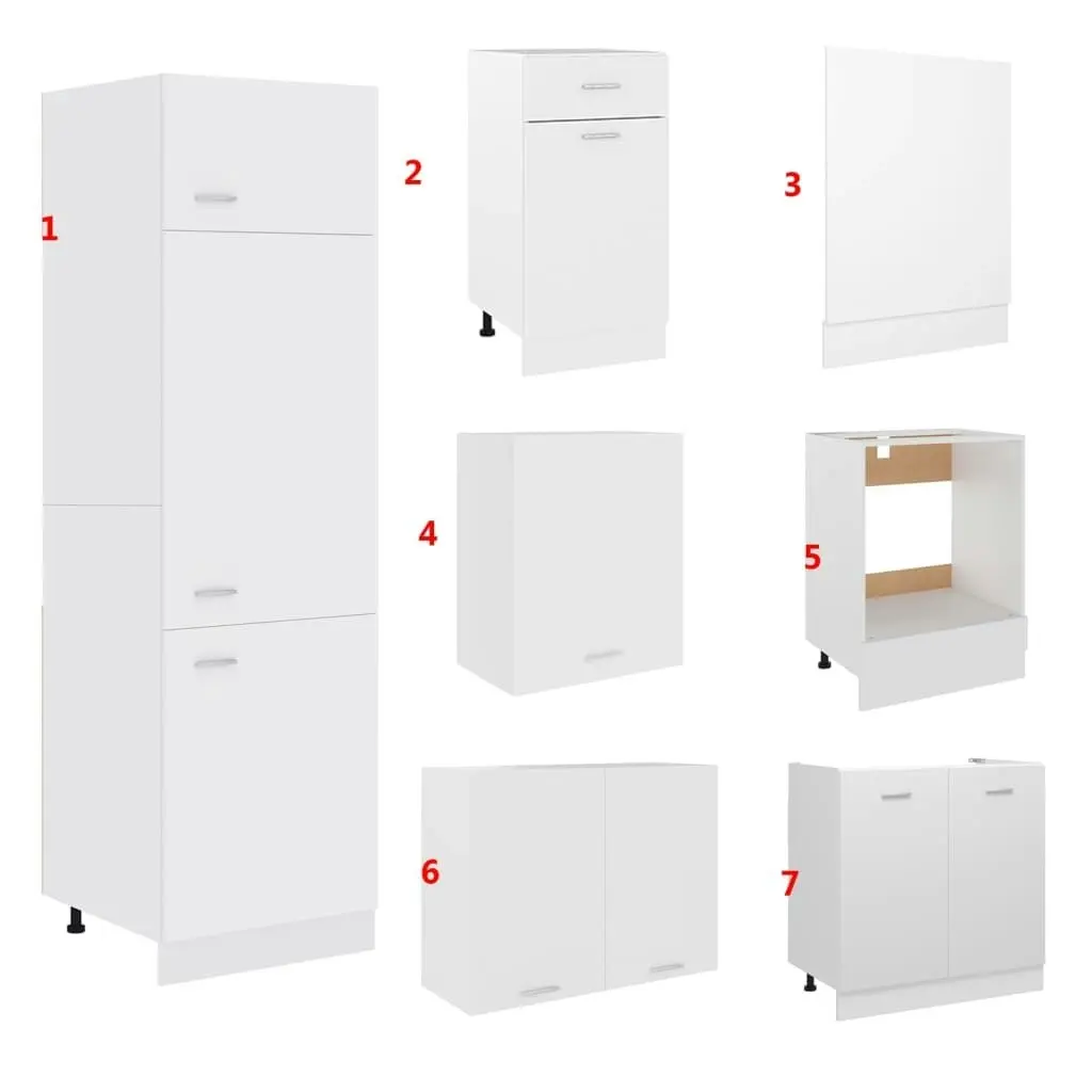 7 Piece Kitchen Cabinet Set White Engineered Wood 3067631