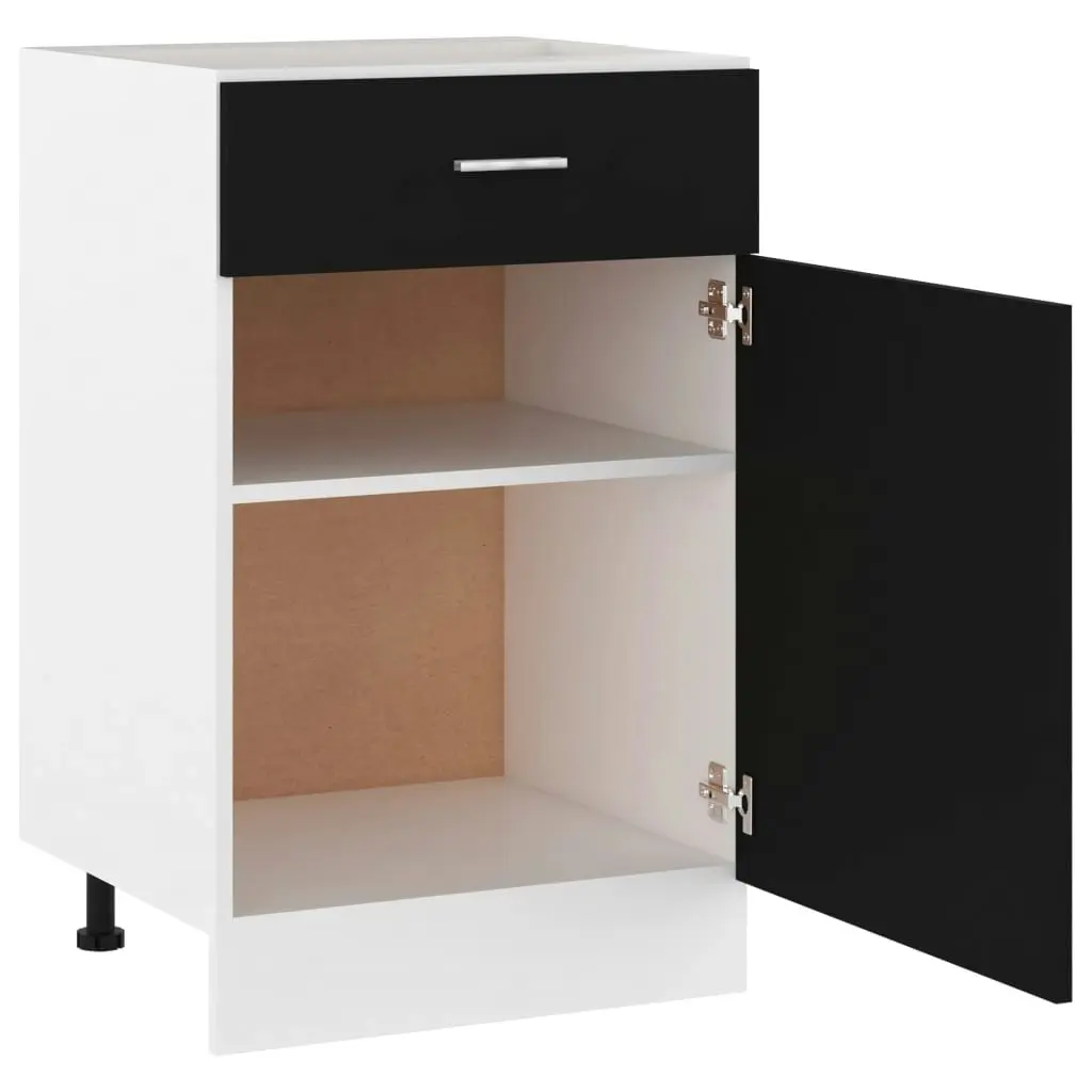 Drawer Bottom Cabinet Black 50x46x81.5 cm Engineered Wood 801221