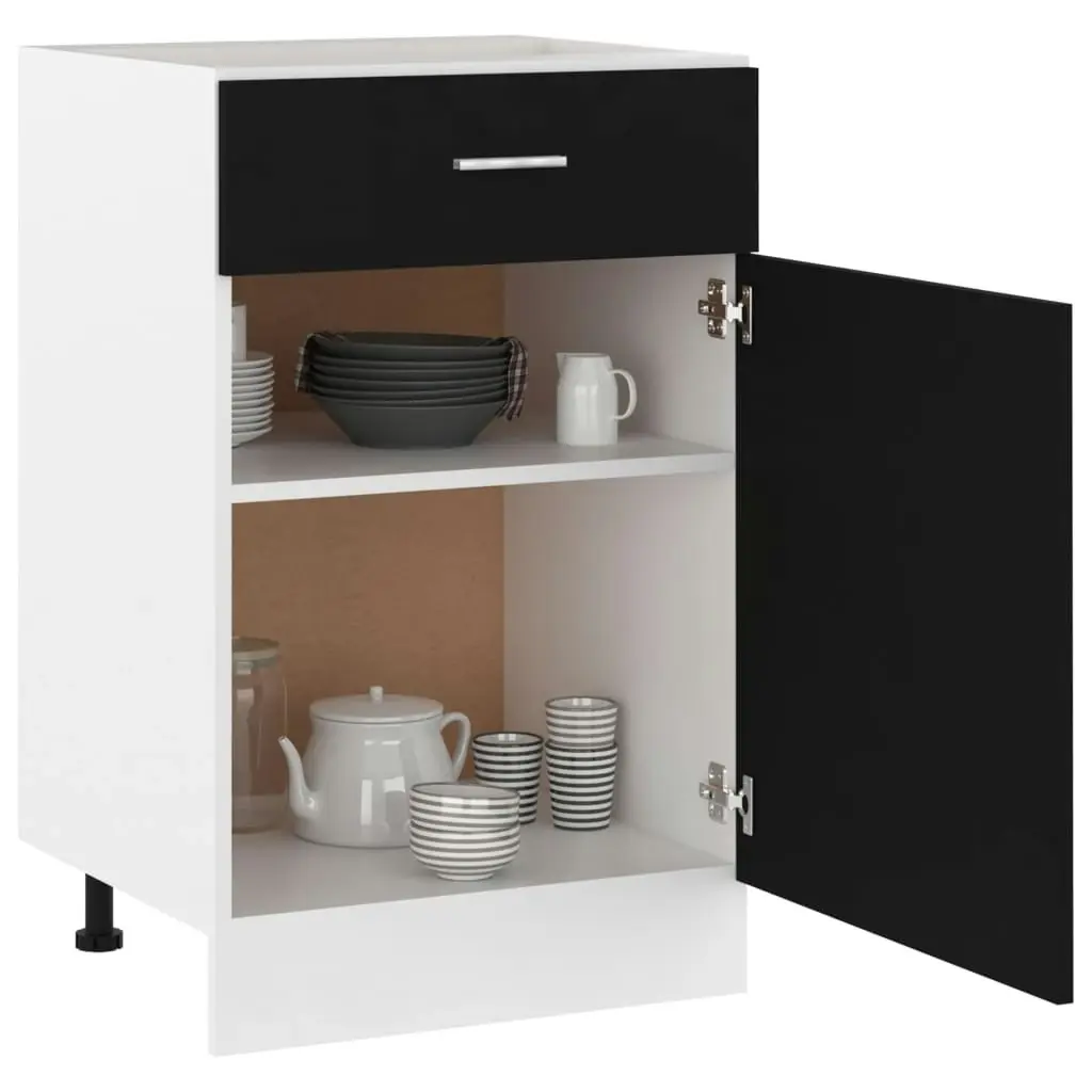 Drawer Bottom Cabinet Black 50x46x81.5 cm Engineered Wood 801221