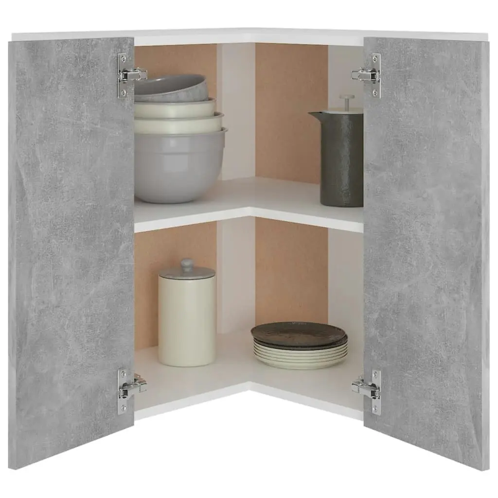 Hanging Corner Cabinet Concrete Grey 57x57x60 cm Engineered Wood 806394