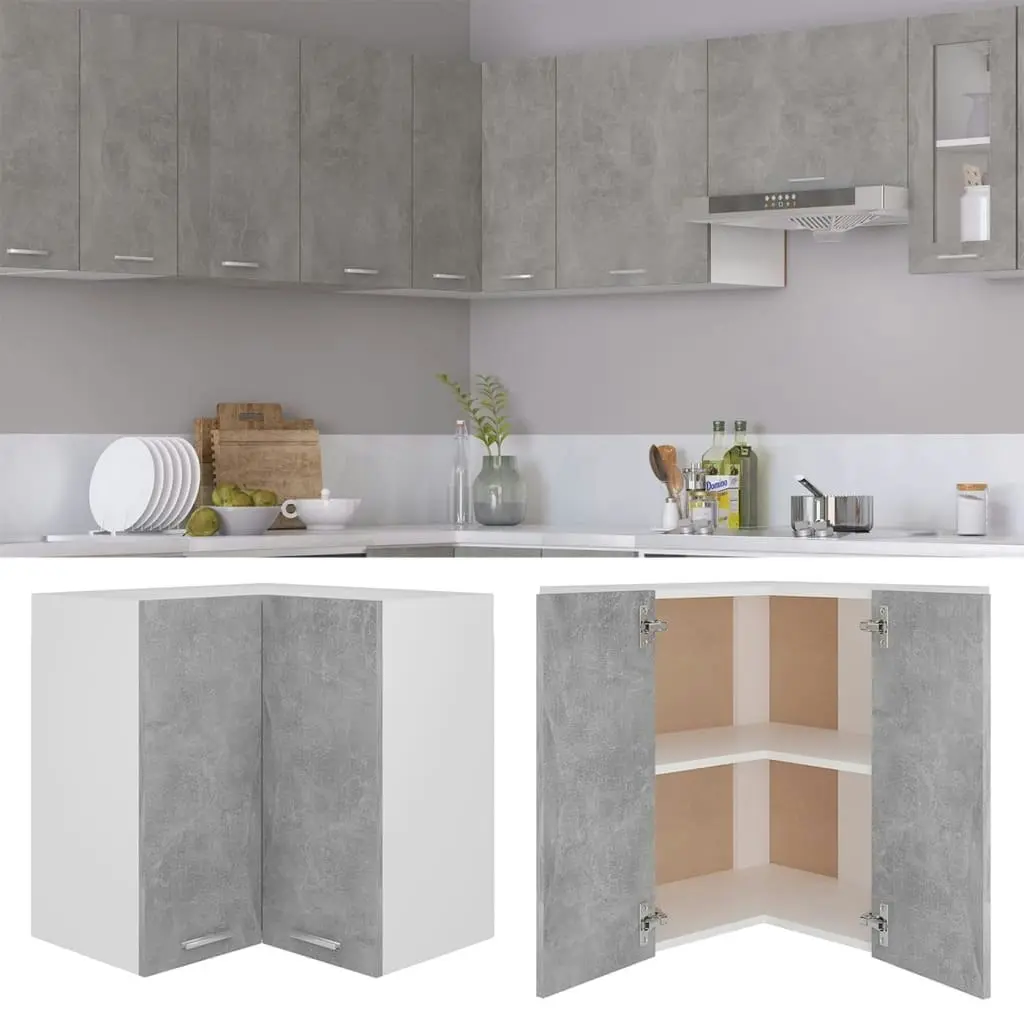 Hanging Corner Cabinet Concrete Grey 57x57x60 cm Engineered Wood 806394