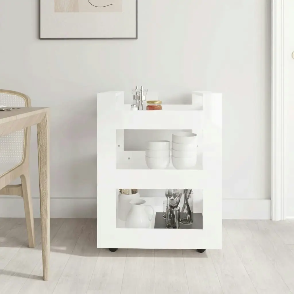 Kitchen Trolley High Gloss White 60x45x80 cm Engineered Wood 816818