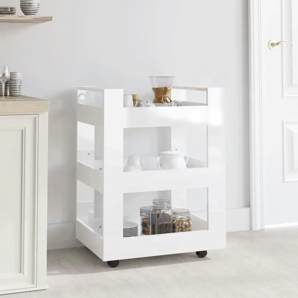 Kitchen Trolley High Gloss White 60x45x80 cm Engineered Wood 816818