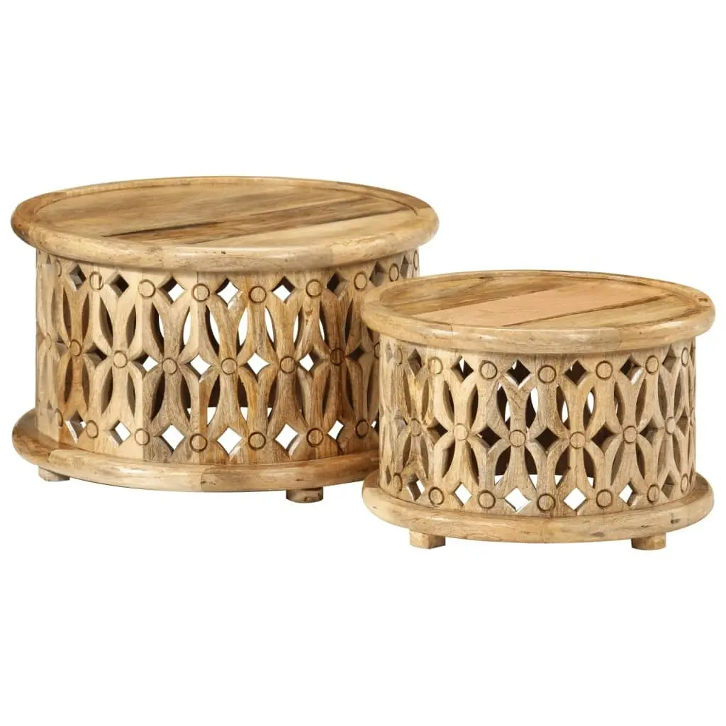 2 Piece Coffee Table Set Solid Wood Mango 351688