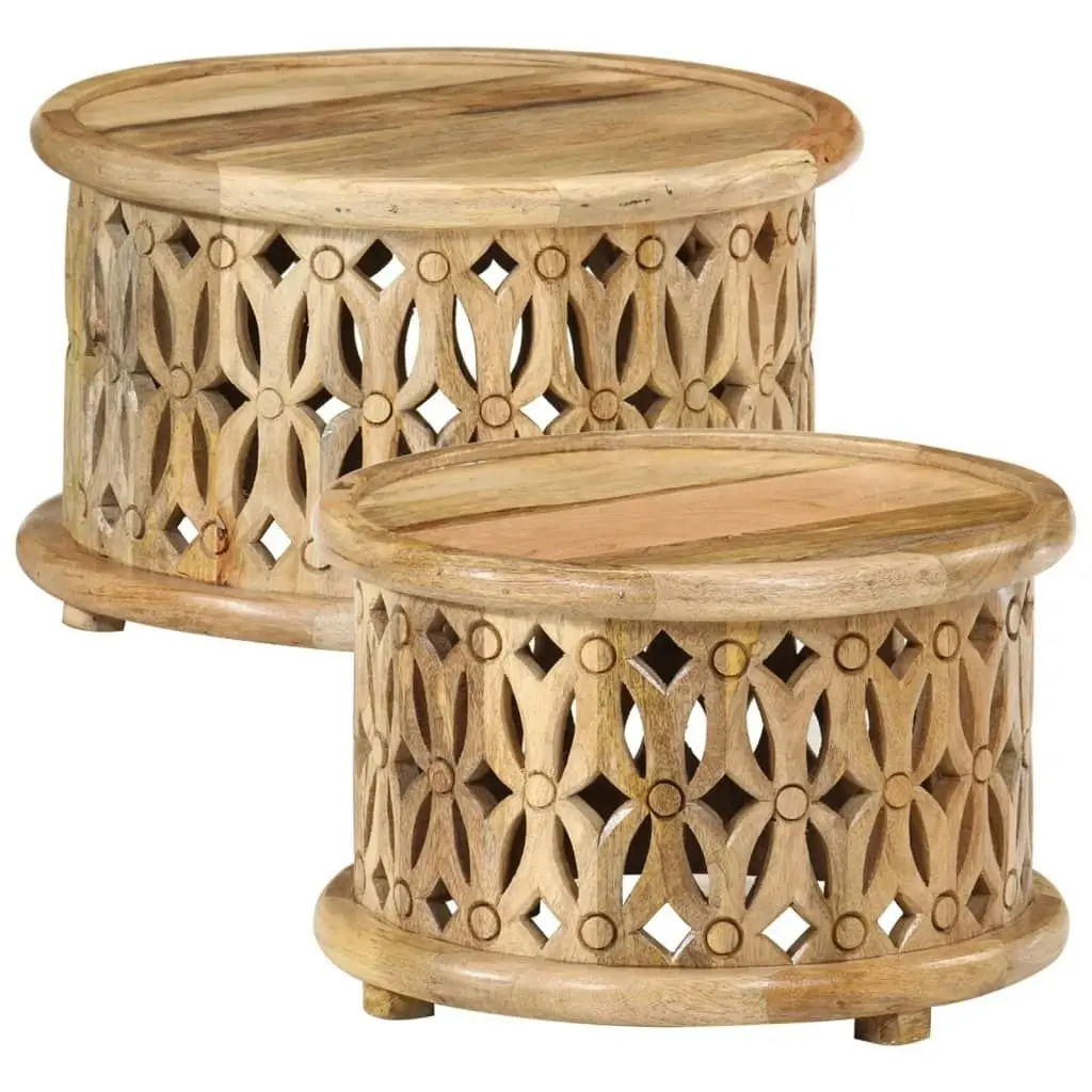 2 Piece Coffee Table Set Solid Wood Mango 351688