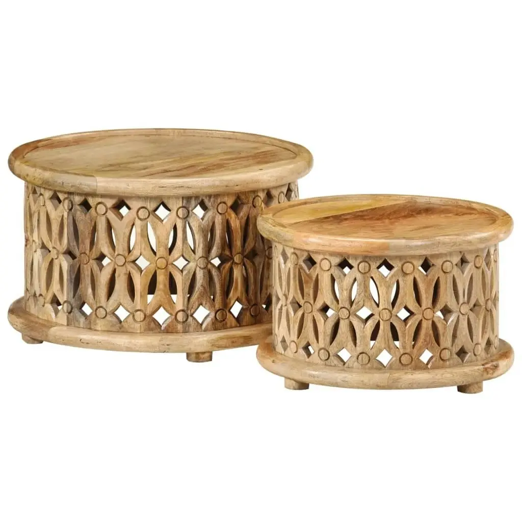 2 Piece Coffee Table Set Solid Wood Mango 351688