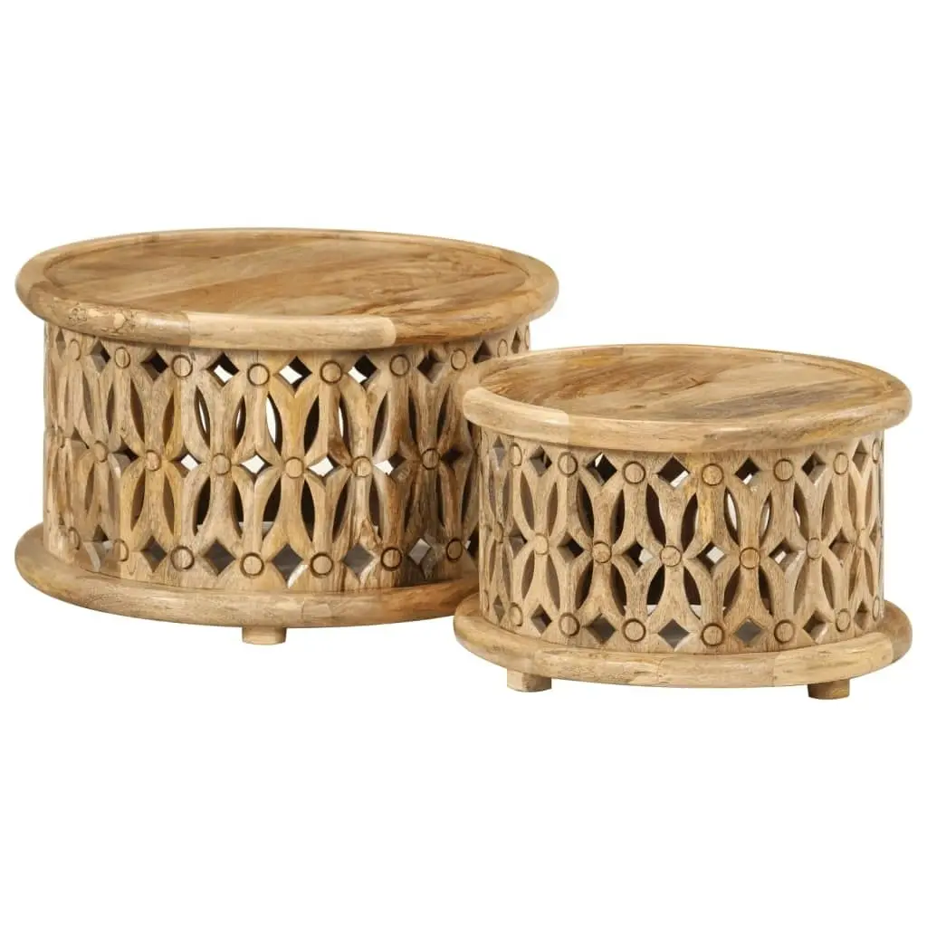 2 Piece Coffee Table Set Solid Wood Mango 351688