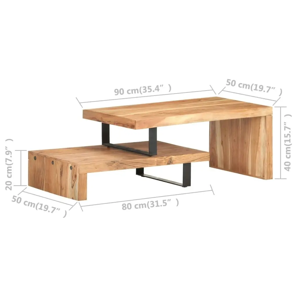 2 Piece Coffee Table Set Solid Acacia Wood 320394