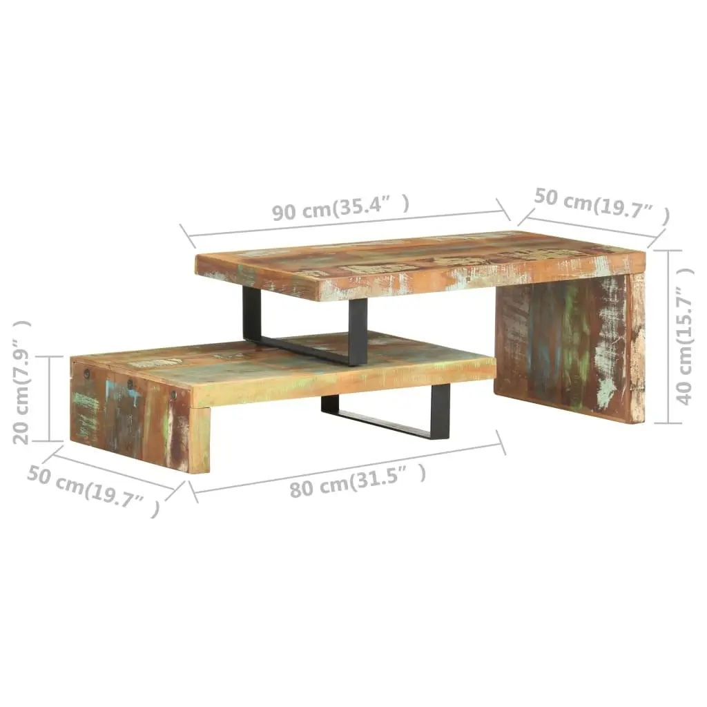 2 Piece Coffee Table Set Solid Reclaimed Wood 320393