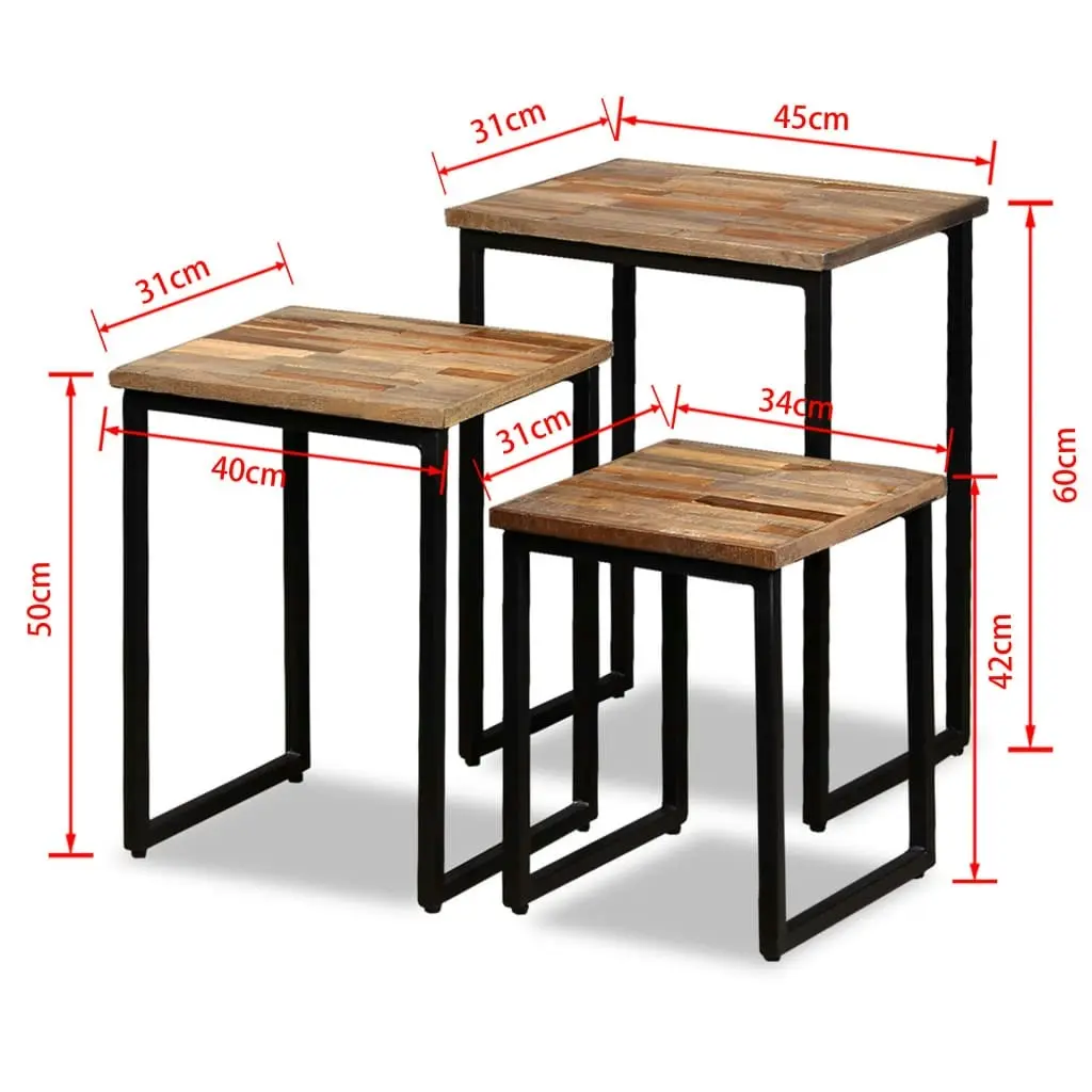 3 Piece Nesting Coffee Table Set Solid Reclaimed Teak 245407