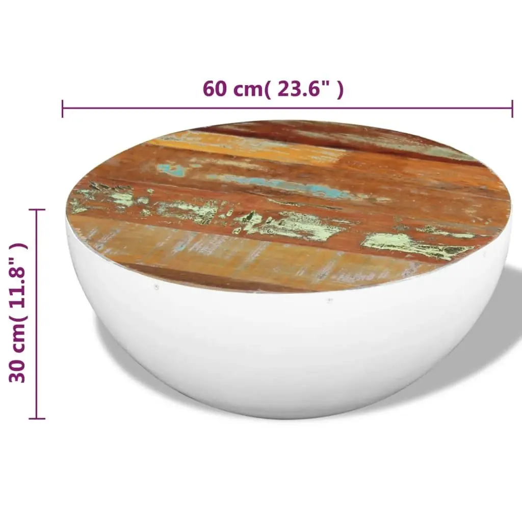 Bowl Shaped Coffee Table Solid Reclaimed Wood 60x60x30 cm 243353