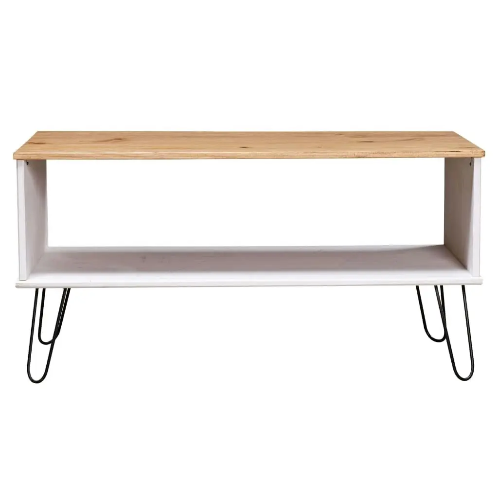 Coffee Table "New York" White and Light Wood Solid Pine Wood 321151