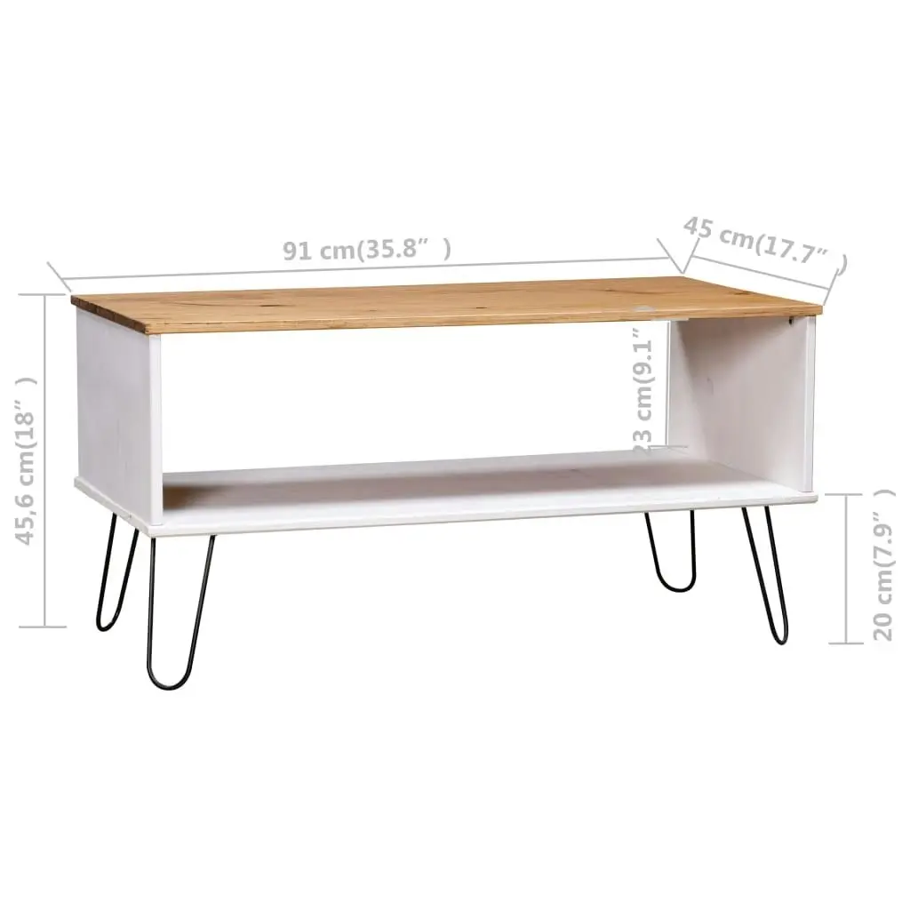 Coffee Table "New York" White and Light Wood Solid Pine Wood 321151