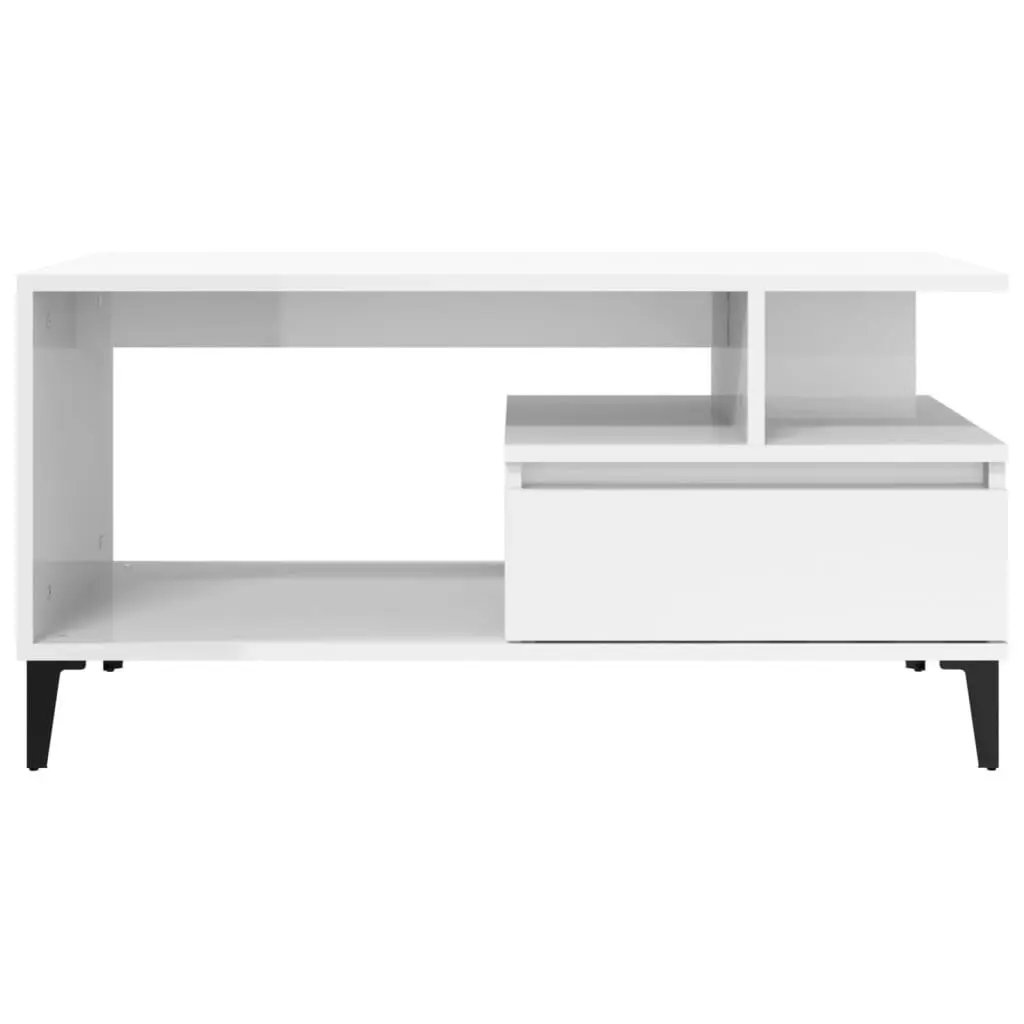 Coffee Table  High Gloss White 90x49x45 cm Engineered Wood 819622