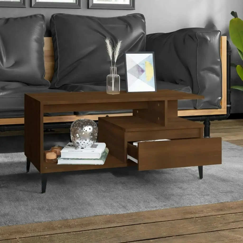 Coffee Table  Brown Oak 90x49x45 cm Engineered Wood 819627