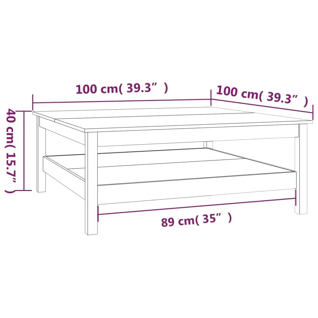 Coffee Table 100x100x40 cm Solid Wood Pine 814294