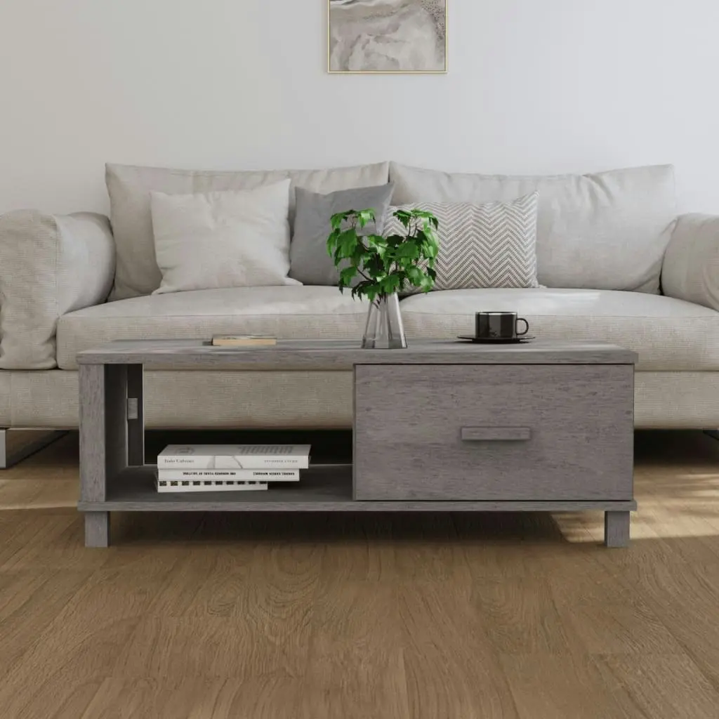 Coffee Table "HAMAR" Light Grey 100x55x35 cm Solid Wood Pine 340455