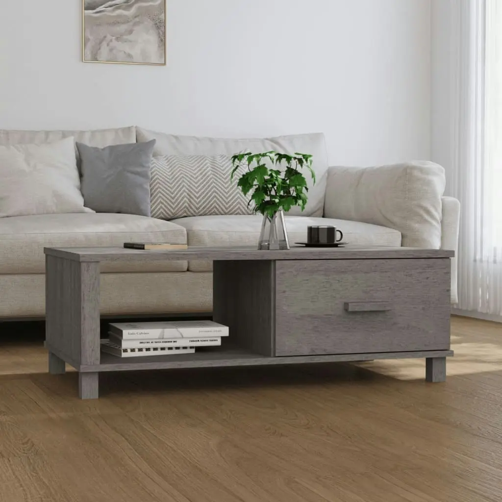 Coffee Table "HAMAR" Light Grey 100x55x35 cm Solid Wood Pine 340455