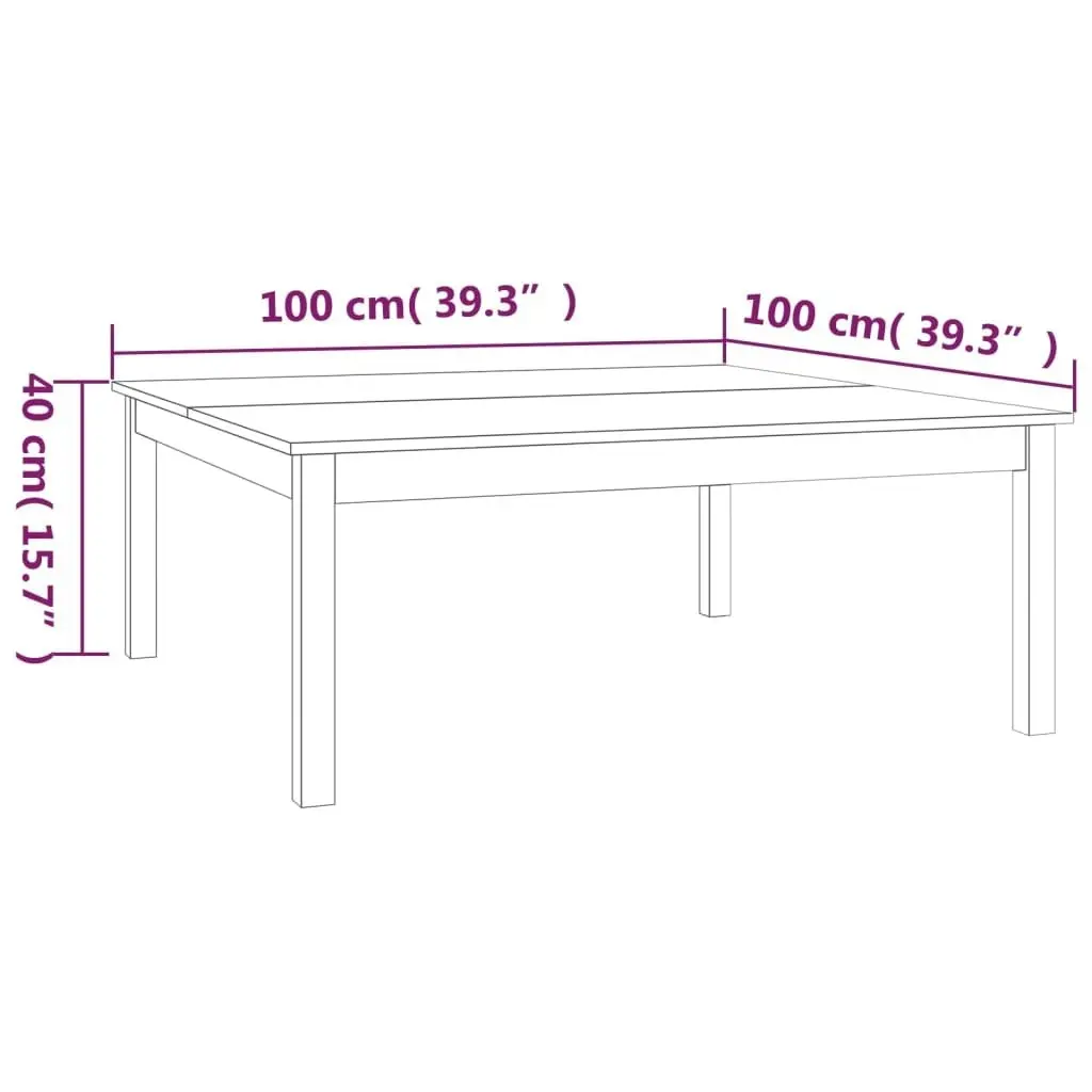 Coffee Table 100x100x40 cm Solid Wood Pine 814289