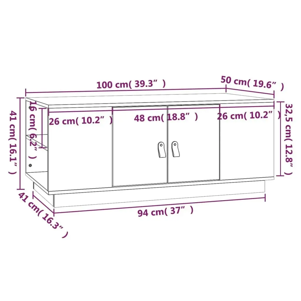 Coffee Table 100x50x41 cm Solid Wood Pine 818255