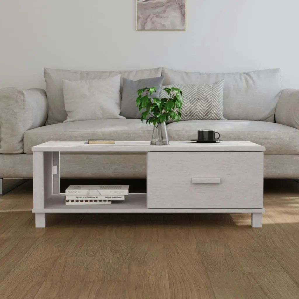 Coffee Table "HAMAR" White 100x55x35 cm Solid Wood Pine 340453