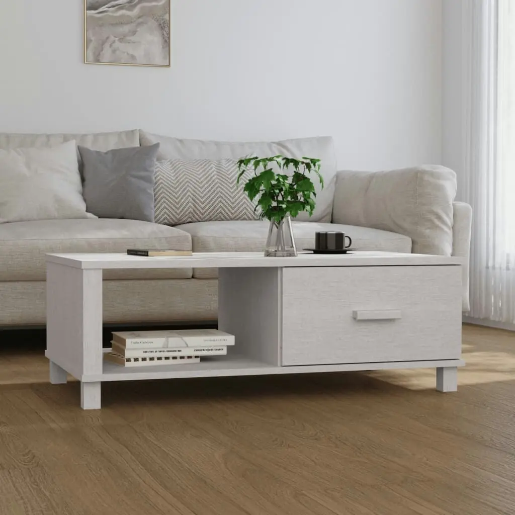 Coffee Table "HAMAR" White 100x55x35 cm Solid Wood Pine 340453