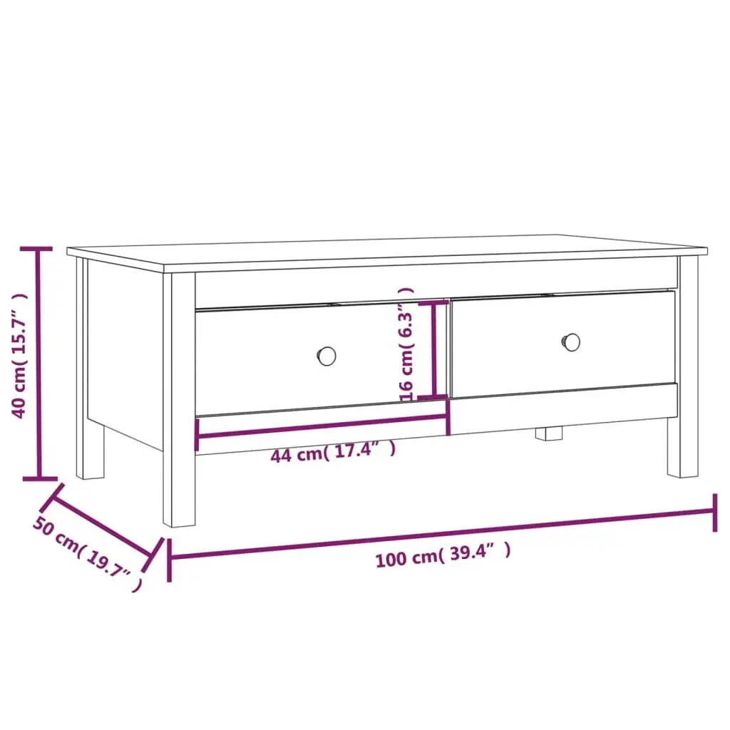 Coffee Table 100x50x40 cm Solid Wood Pine 814604