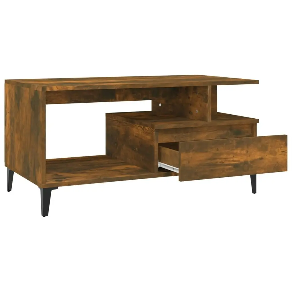 Coffee Table  Smoked Oak 90x49x45 cm Engineered Wood 819625