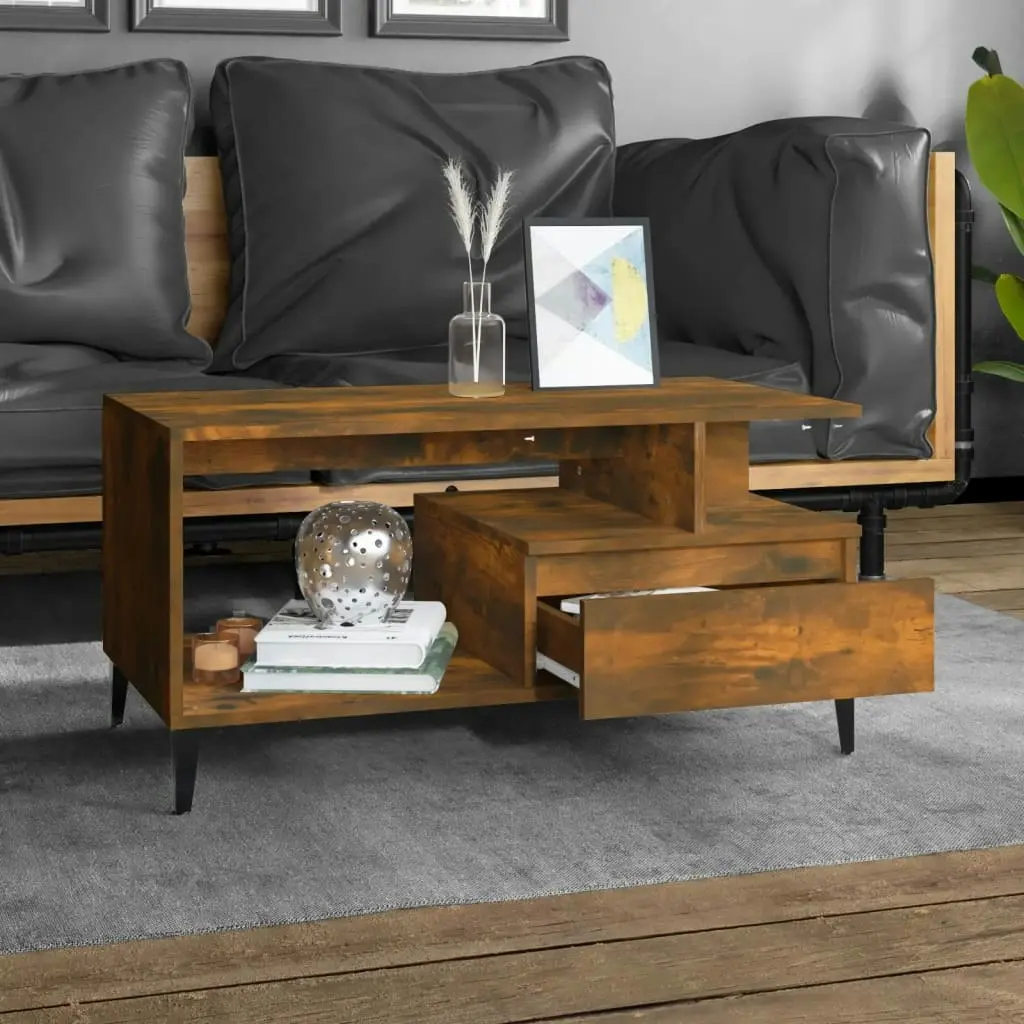 Coffee Table  Smoked Oak 90x49x45 cm Engineered Wood 819625