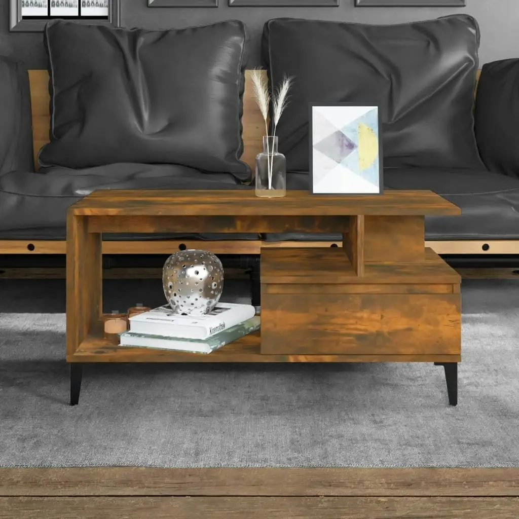 Coffee Table  Smoked Oak 90x49x45 cm Engineered Wood 819625