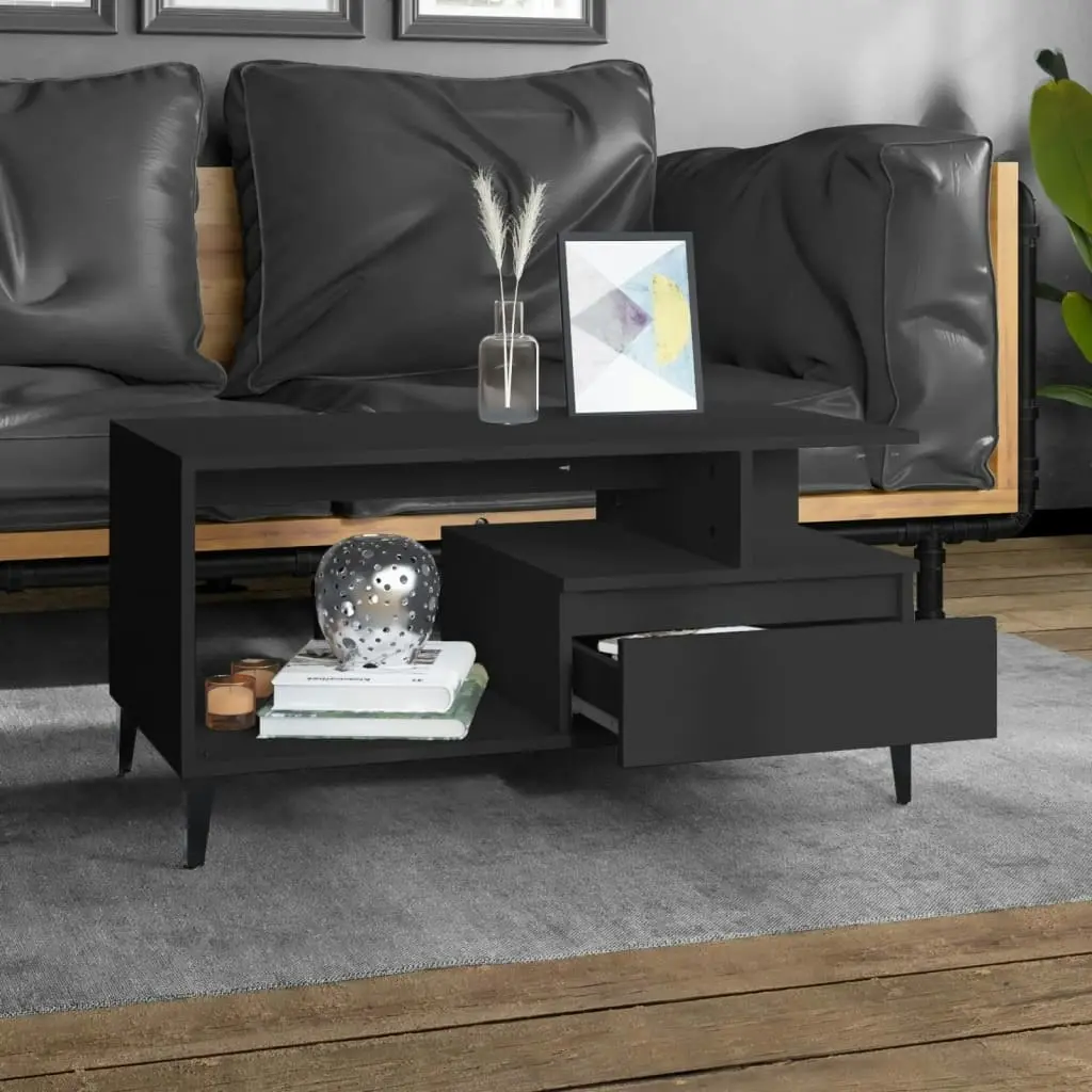 Coffee Table  Black 90x49x45 cm Engineered Wood 819621