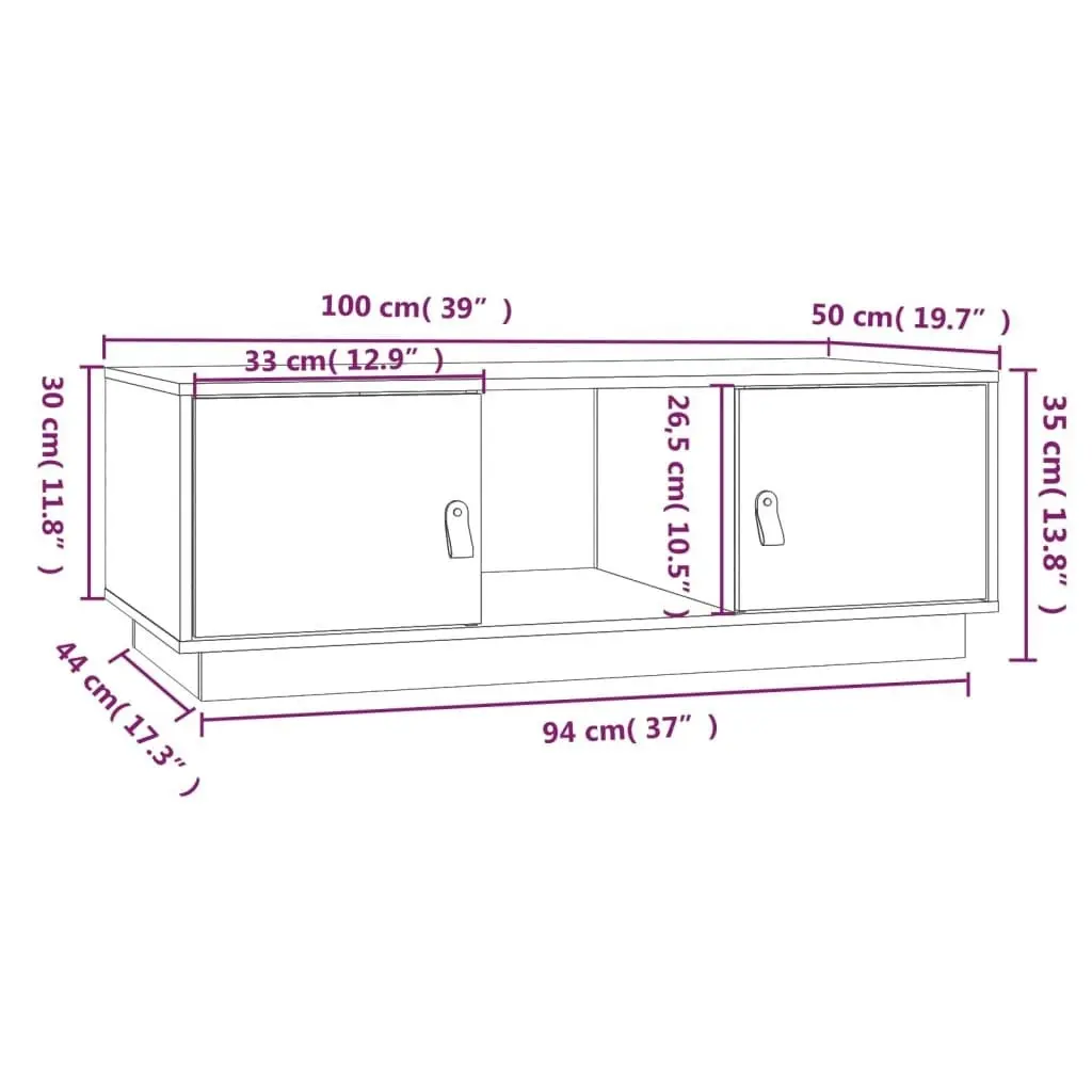 Coffee Table 100x50x35 cm Solid Wood Pine 818265