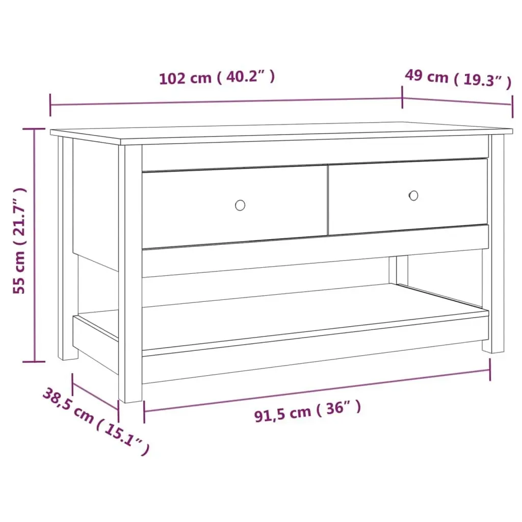 Coffee Table 102x49x55 cm Solid Wood Pine 820921