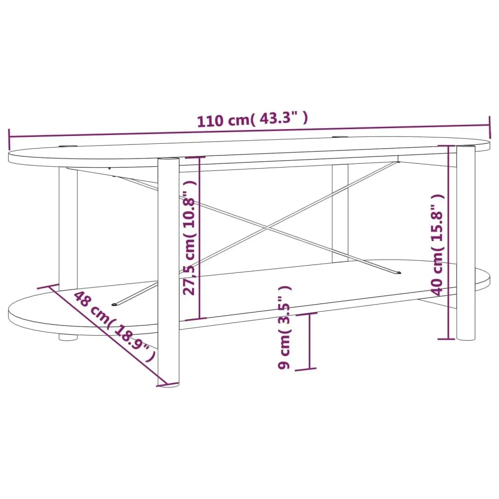 Coffee Table 110x48x40 cm Engineered Wood 345689