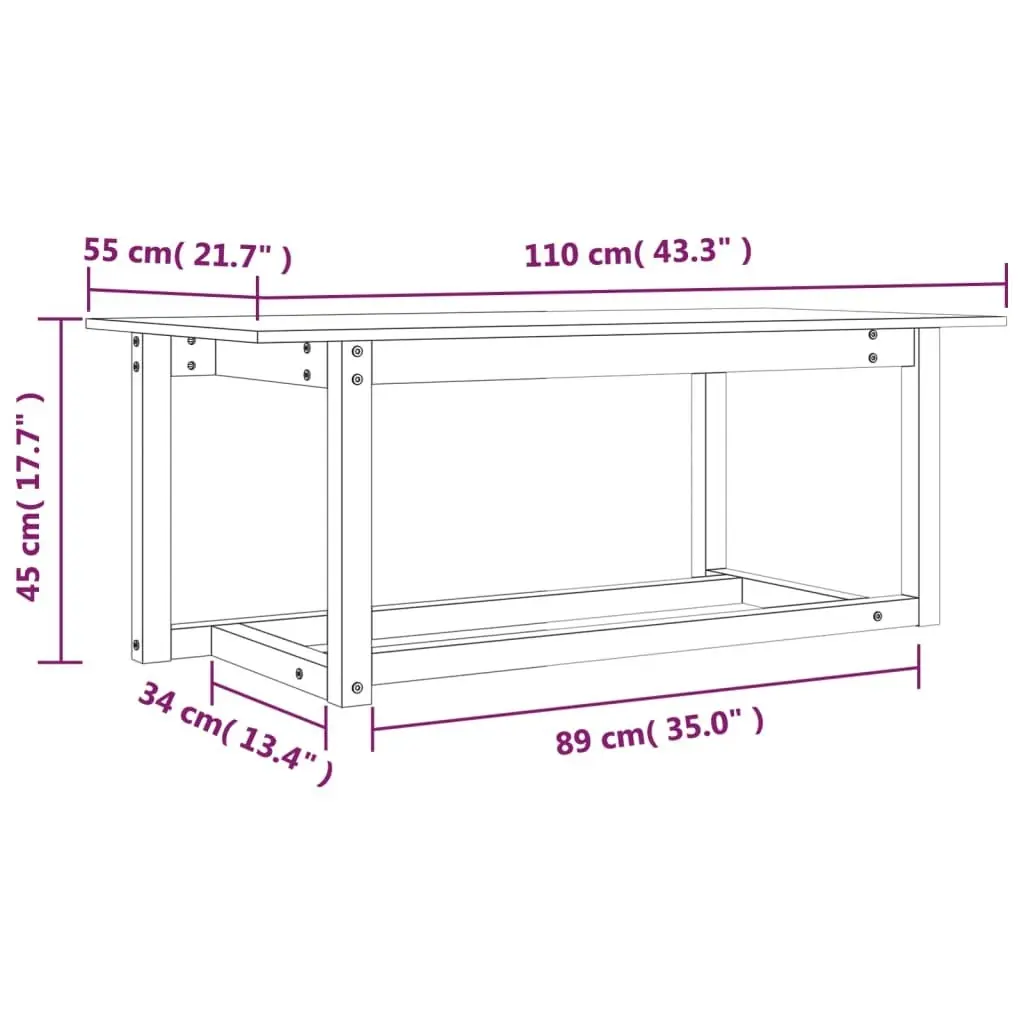 Coffee Table 110x55x45 cm Solid Wood Pine 822167