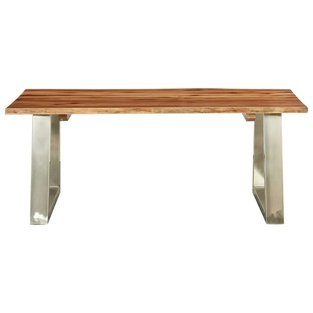 Coffee Table 100x60x40 cm Solid Acacia Wood and Stainless Steel 283896