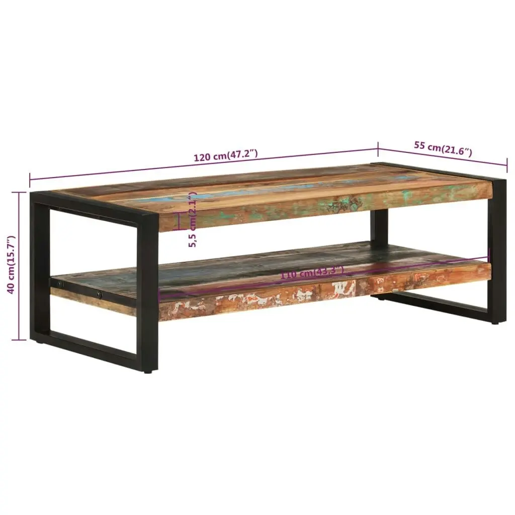 Coffee Table 120x55x40 cm Solid Wood Reclaimed 352308