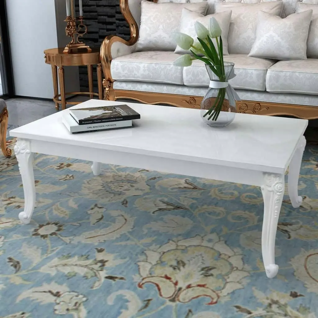 Coffee Table 115x65x42 cm High Gloss White 243381