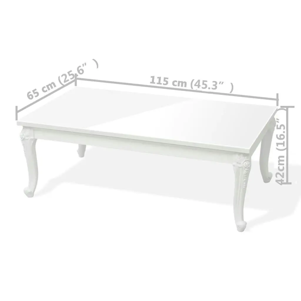 Coffee Table 115x65x42 cm High Gloss White 243381