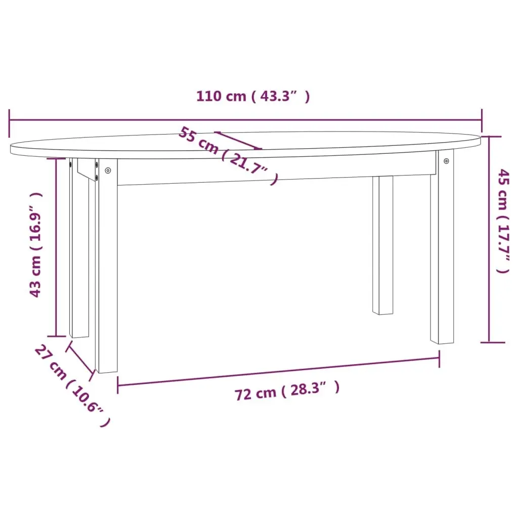 Coffee Table 110x55x45 cm Solid Wood Pine 822342